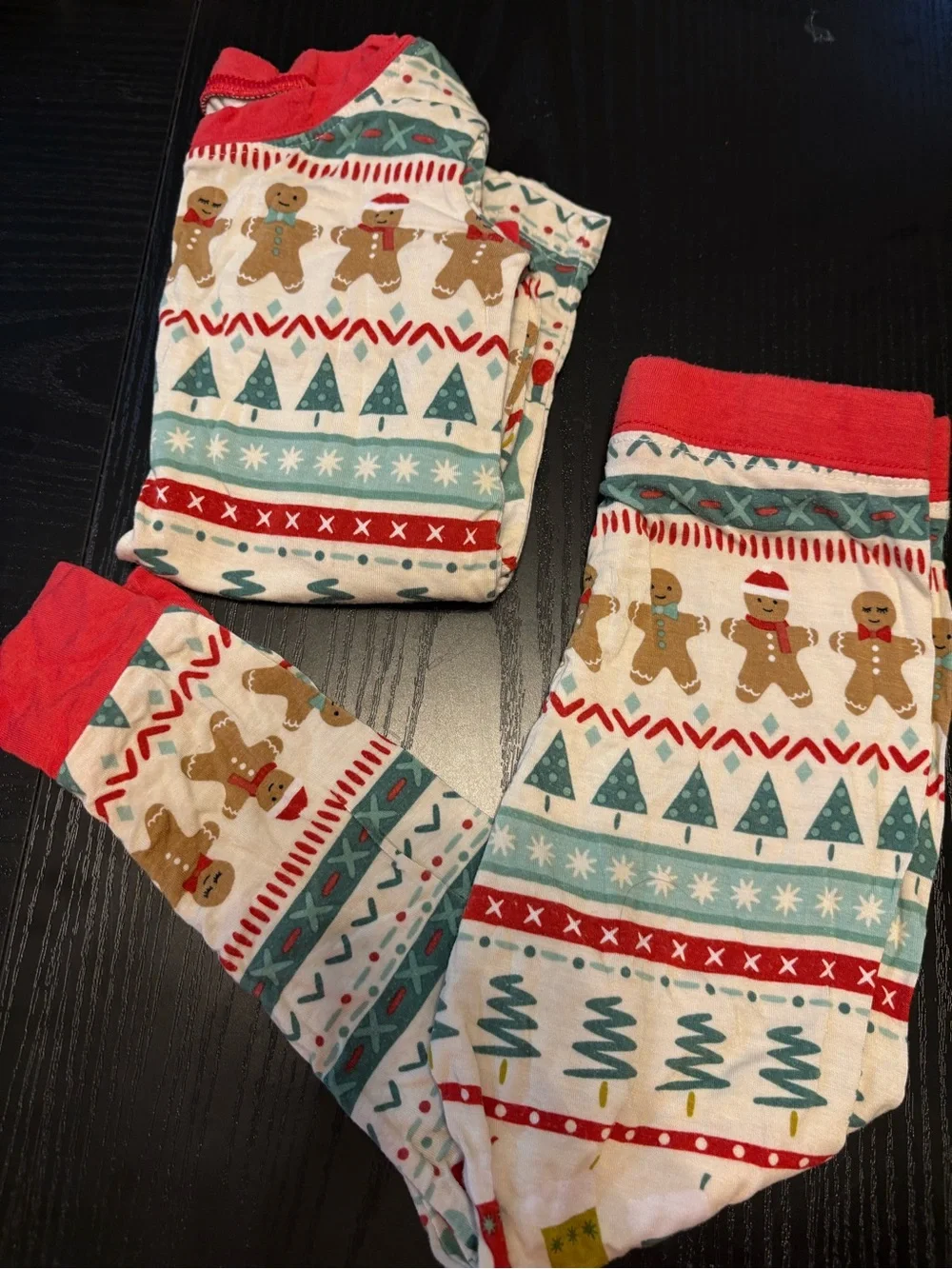 Little Sleepies Gingerbread & Tree Holiday Pajama Set - Red, Cream, Teal